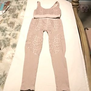 Mocha Seamless High Waist Leggings and Crop Top